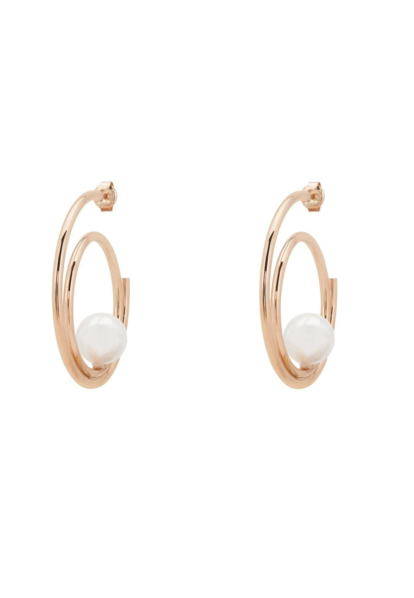Latelita Double Hoop Pearl Earrings Rosegold 3 Latelita Double Hoop Pearl Earrings Rosegold - Image 3