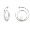 Latelita Double Hoop Pearl Earrings Silver