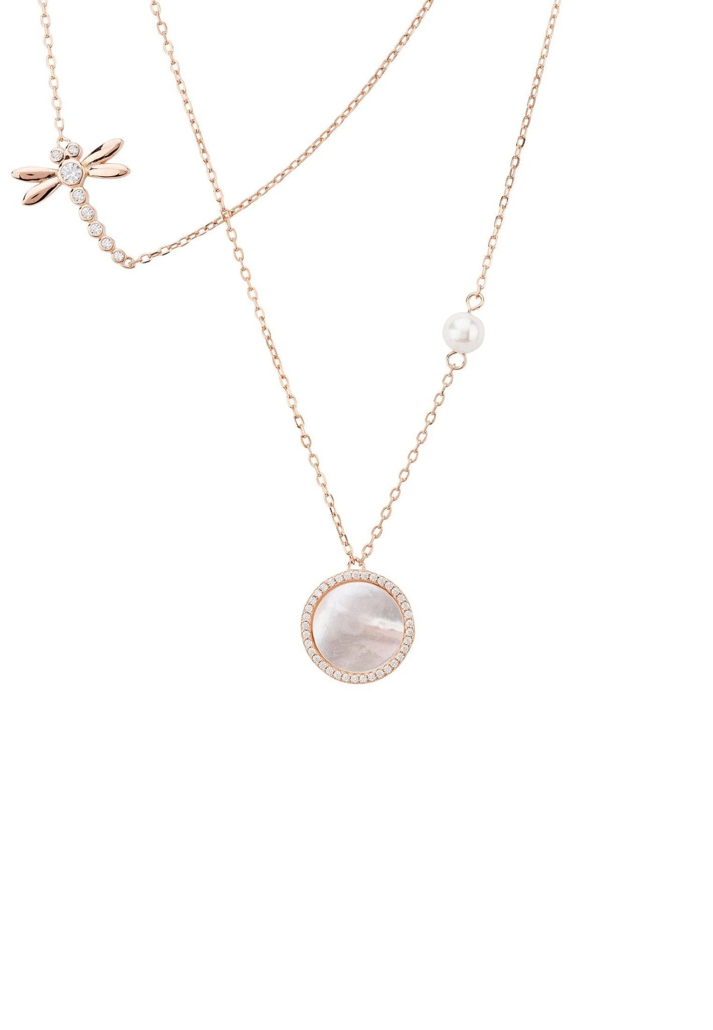 Latelita Dragon Fly Mother Of Pearl Layered Necklace Rosegold 1 Latelita Dragon Fly Mother Of Pearl Layered Necklace Rosegold