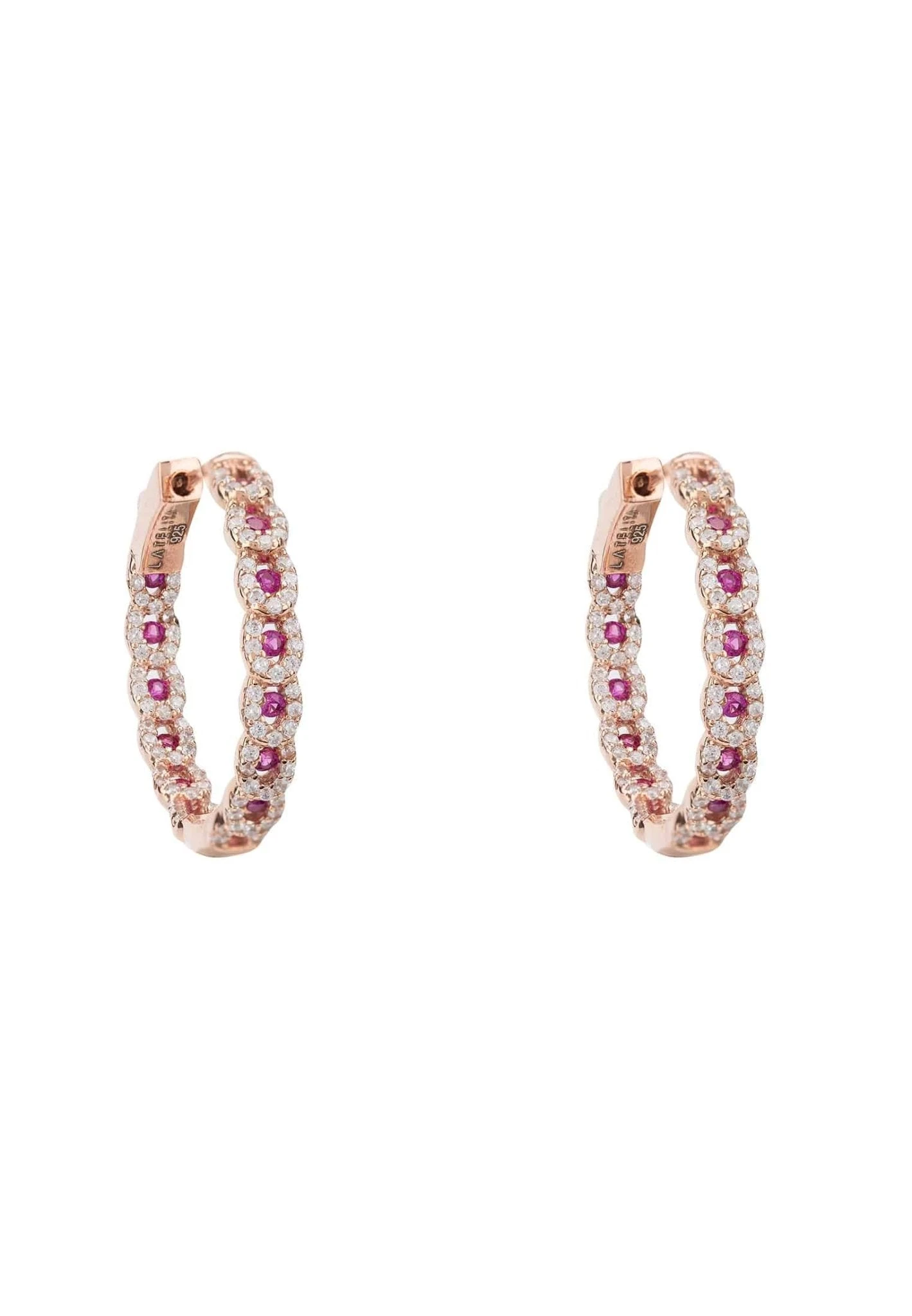 Latelita Duchess Hoop Earrings Rosegold Ruby Pink 1 Latelita Duchess Hoop Earrings Rosegold Ruby Pink