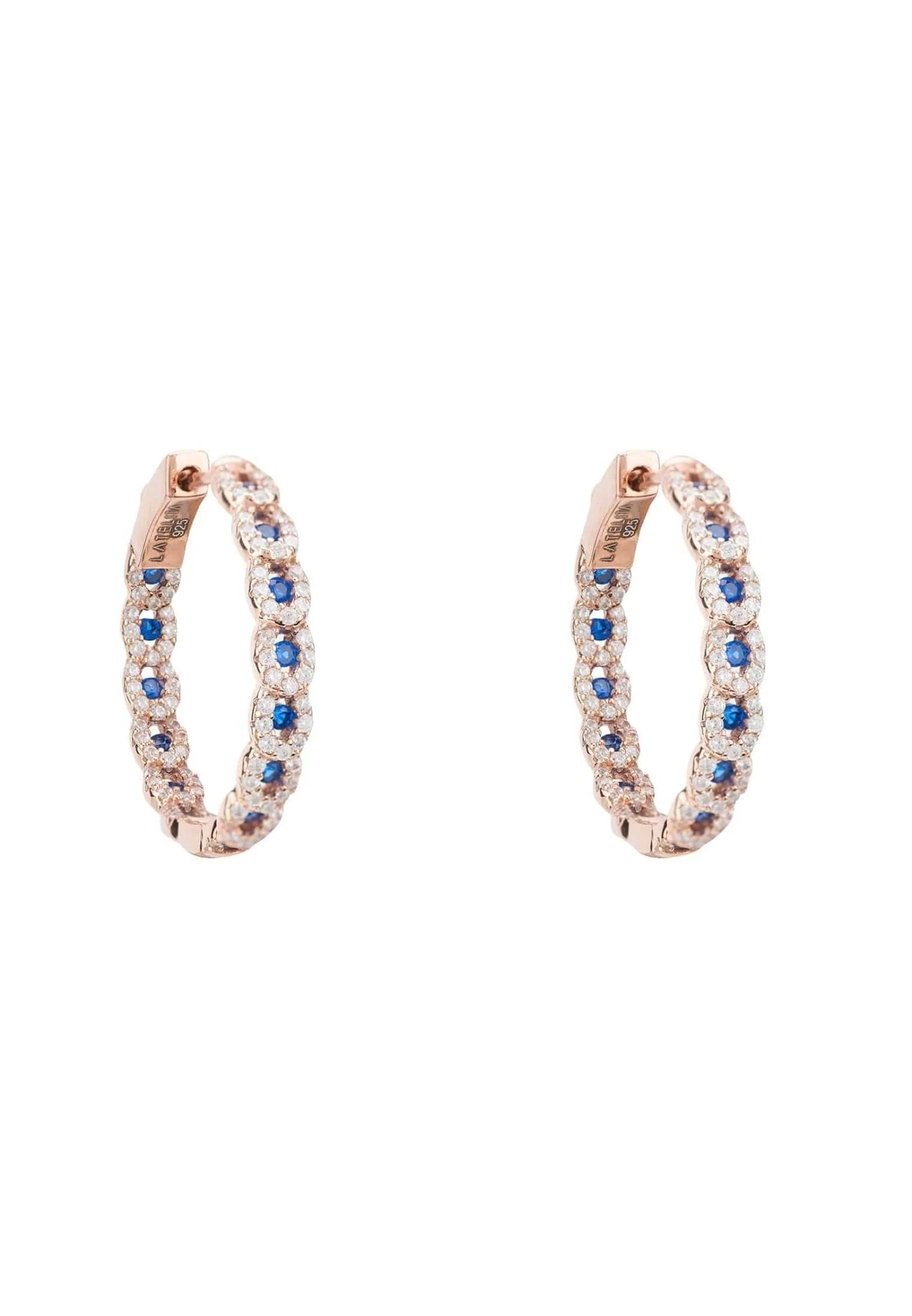Latelita Duchess Hoop Earrings Rosegold Sapphire Blue 1 Latelita Duchess Hoop Earrings Rosegold Sapphire Blue