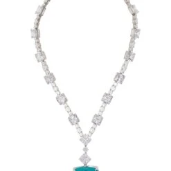 Latelita Elizabeth Colombian Emerald Statement Necklace Silver -Ornavique Sales elizabeth colombian emerald statement necklace silver 299425