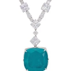Latelita Elizabeth Colombian Emerald Statement Necklace Silver