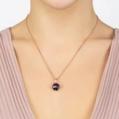 Latelita Empress Gemstone Necklace Rosegold Amethyst -Ornavique Sales empress gemstone necklace rosegold amethyst 297972