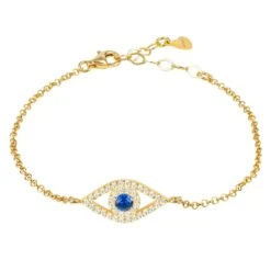 Latelita Evil Eye Elliptical Bracelet Blue Gold