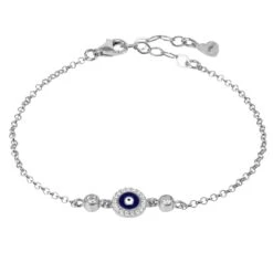 Latelita Evil Eye Enamel Dark Blue Bracelet Silver