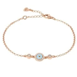 Latelita Evil Eye Enamel Light Blue Bracelet Rosegold