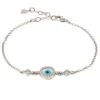 Latelita Evil Eye Round Mother Of Pearl Gemstone Bracelet Silver