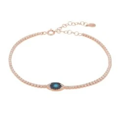 Latelita Evil Eye Tennis Bracelet Turquoise Rosegold