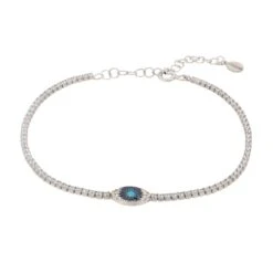 Latelita Evil Eye Tennis Bracelet Turquoise Silver