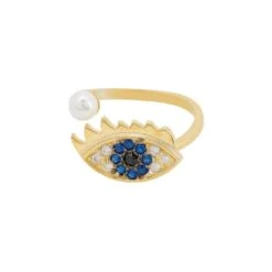 Latelita Eye Of Horus Pearl Adjustable Ring Gold -Ornavique Sales eye of horus pearl adjustable ring gold 632148