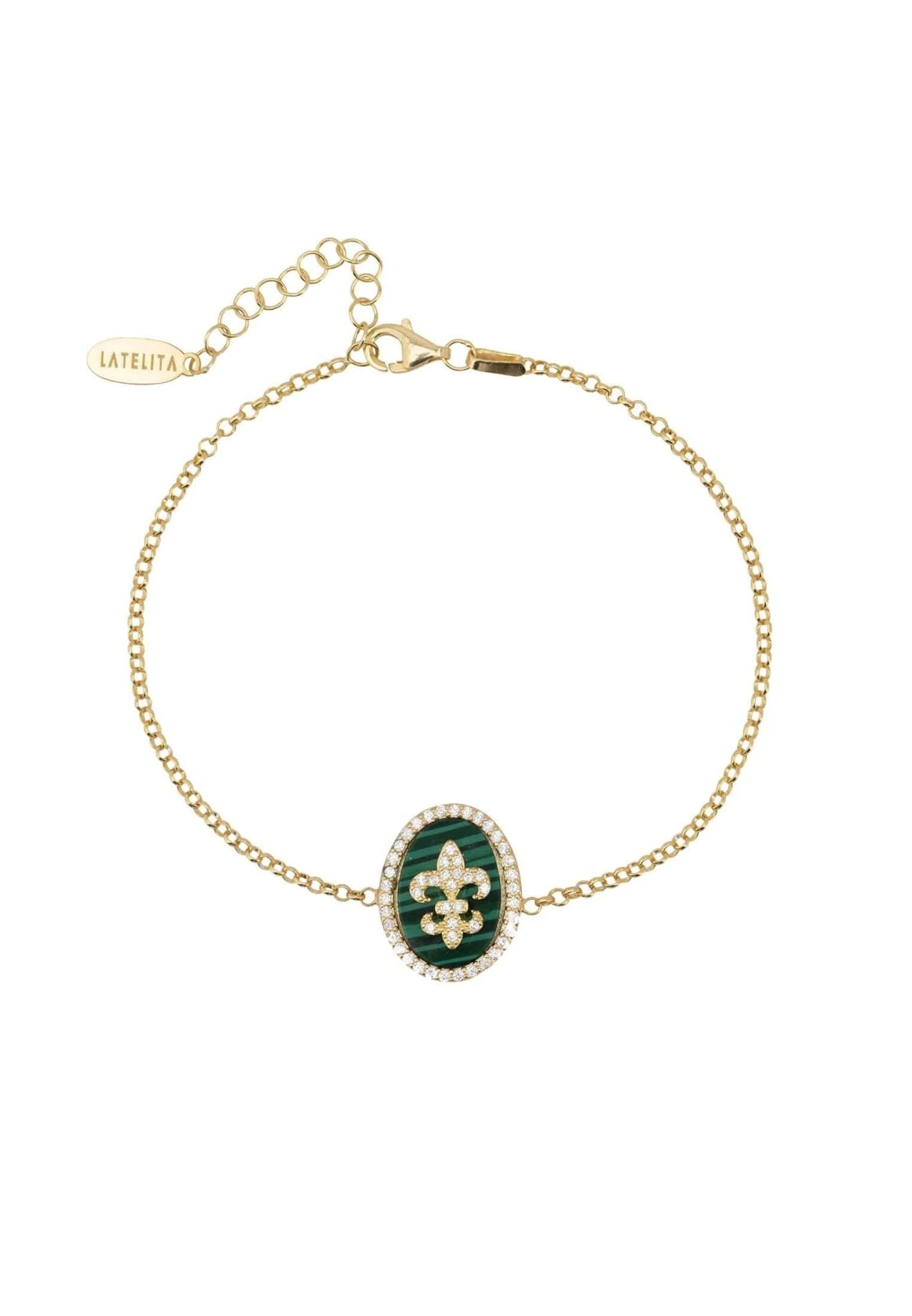 Latelita Fleur De Lys Malachite Bracelet Gold 1 Latelita Fleur De Lys Malachite Bracelet Gold
