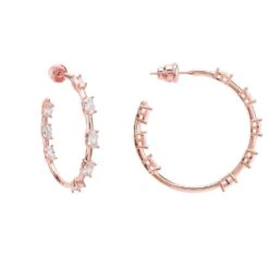 Latelita Floating Sparkles Large Hoop Earrings Rosegold