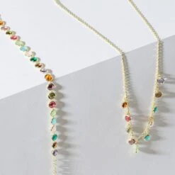 Latelita Florence Multi Coloured Gemstone Necklace Gold -Ornavique Sales florence multi coloured gemstone necklace gold 396462