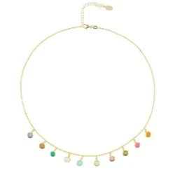Latelita Florence Multi Coloured Gemstone Necklace Gold -Ornavique Sales florence multi coloured gemstone necklace gold 396465