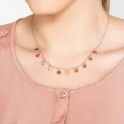 Latelita Florence Multi Coloured Gemstone Necklace Rosegold -Ornavique Sales florence multi coloured gemstone necklace rosegold 760048