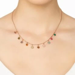 Latelita Florence Multi Coloured Gemstone Necklace Rosegold -Ornavique Sales florence multi coloured gemstone necklace rosegold 871266