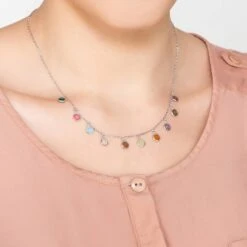 Latelita Florence Multi Coloured Gemstone Necklace Silver -Ornavique Sales florence multi coloured gemstone necklace silver 402486