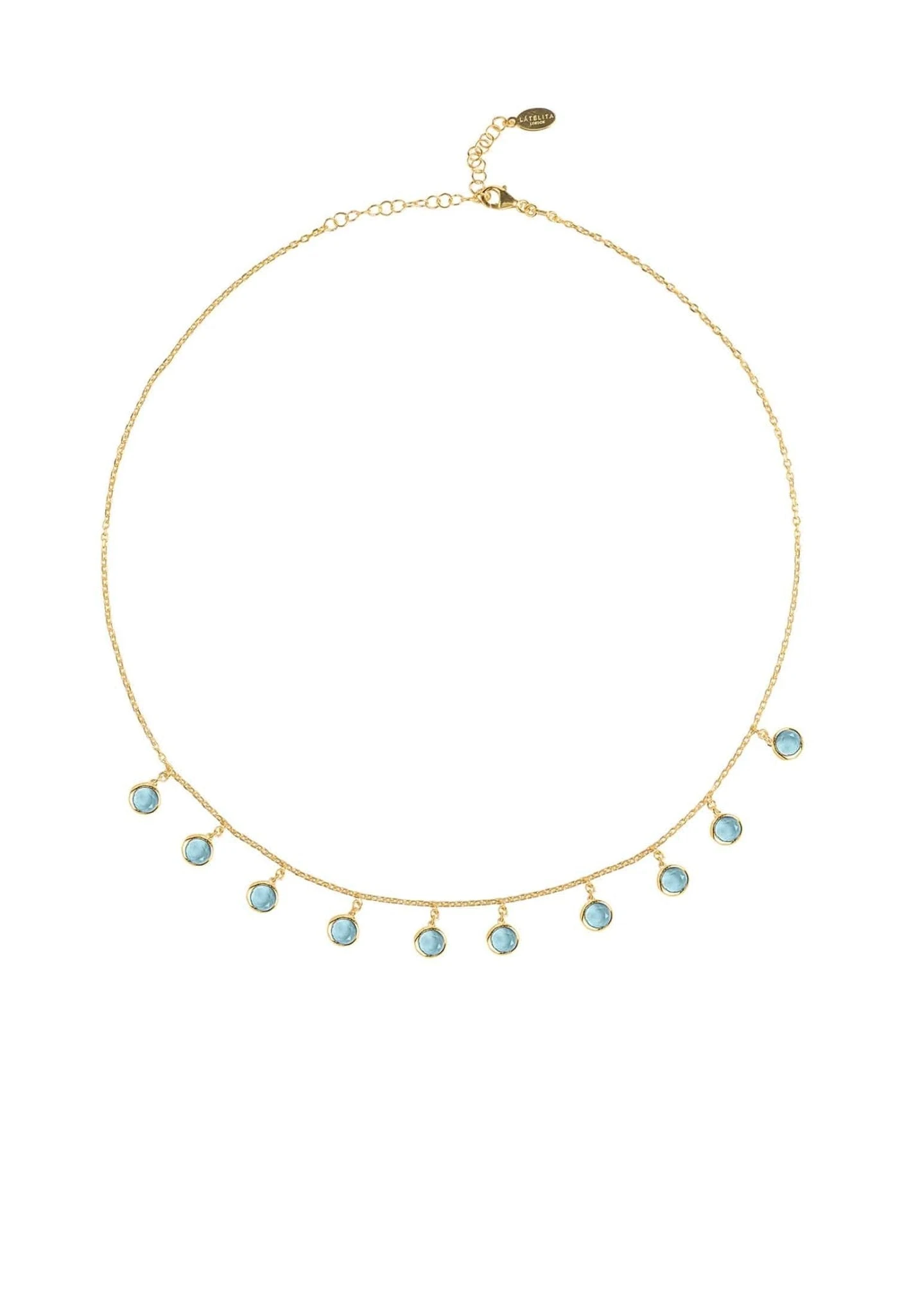 Latelita Florence Round Gemstone Necklace Gold Blue Topaz 2 Latelita Florence Round Gemstone Necklace Gold Blue Topaz - Image 2