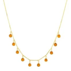 Latelita Florence Round Gemstone Necklace Gold Citrine