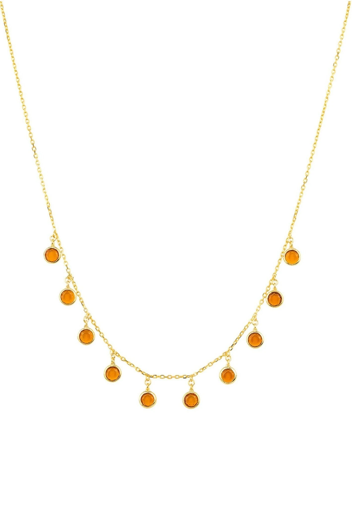 Latelita Florence Round Gemstone Necklace Gold Citrine 1 Latelita Florence Round Gemstone Necklace Gold Citrine