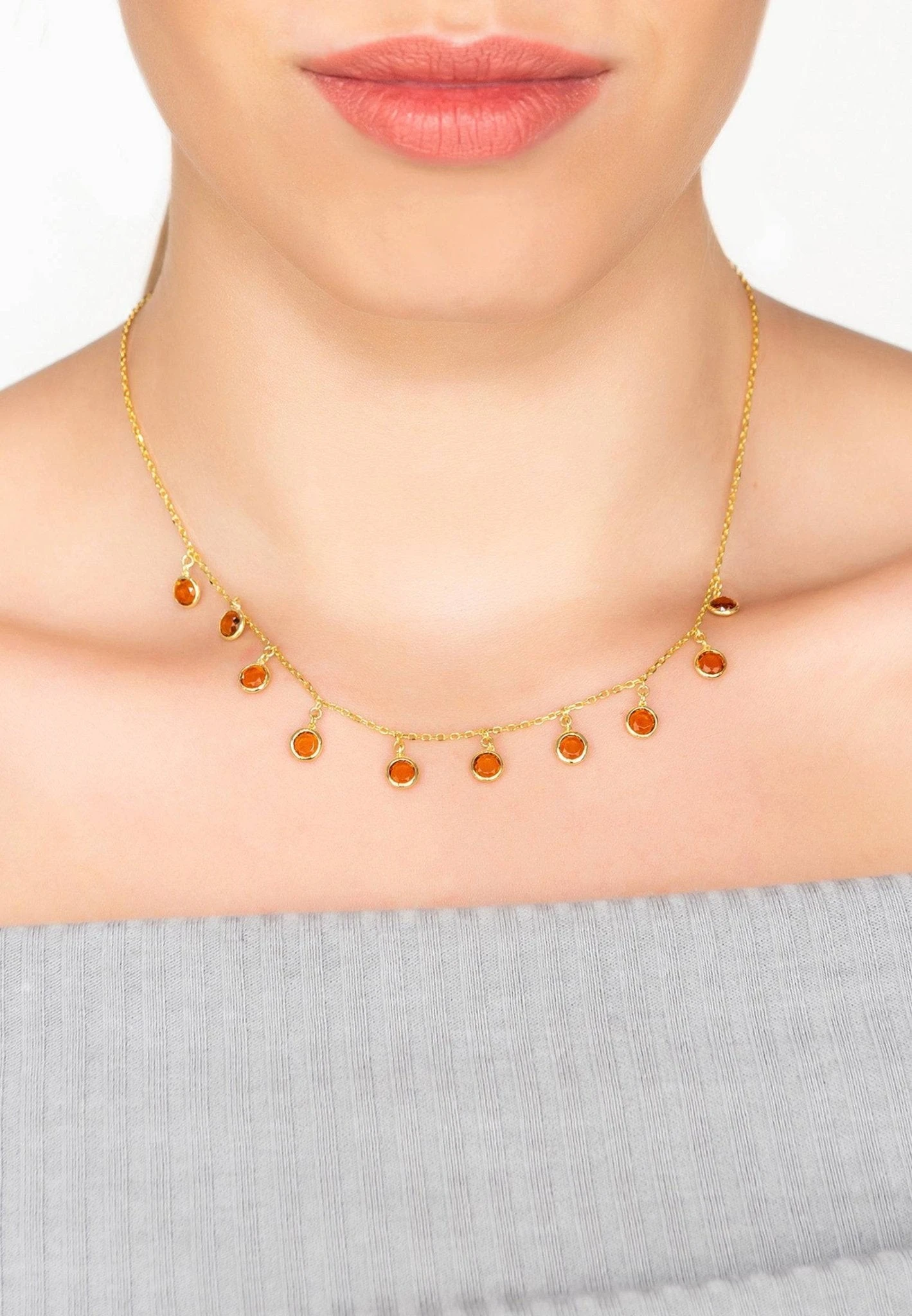Latelita Florence Round Gemstone Necklace Gold Citrine 2 Latelita Florence Round Gemstone Necklace Gold Citrine - Image 2