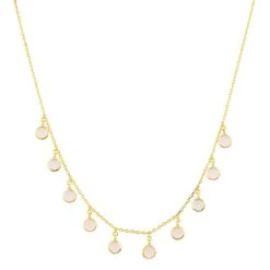 Latelita Florence Round Gemstone Necklace Gold Rose Quartz