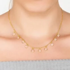 Ornavique Sales -Ornavique Sales florence round gemstone necklace gold rose quartz 693418