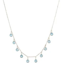 Latelita Florence Round Gemstone Necklace Silver Blue Topaz
