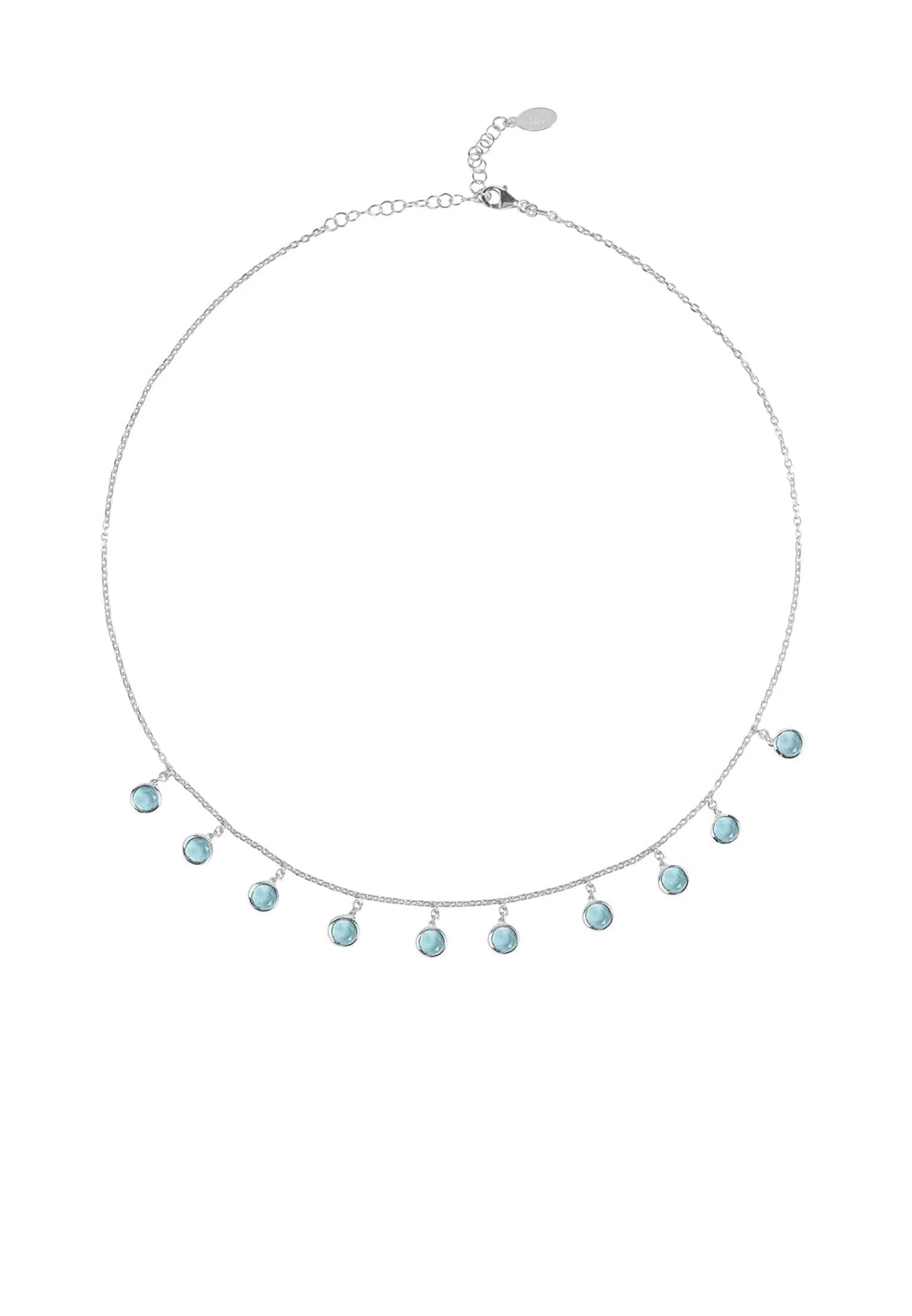 Latelita Florence Round Gemstone Necklace Silver Blue Topaz 3 Latelita Florence Round Gemstone Necklace Silver Blue Topaz - Image 3