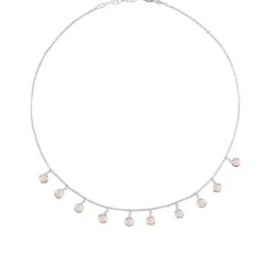 Latelita Florence Round Gemstone Necklace Silver Rose Quartz -Ornavique Sales florence round gemstone necklace silver rose quartz 643284