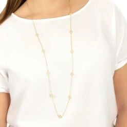 Latelita Flower Clover Long Chain White Quartz Necklace Gold 6 Latelita Flower Clover Long Chain White Quartz Necklace Gold -Ornavique Sales flower clover long chain white quartz necklace gold 442441