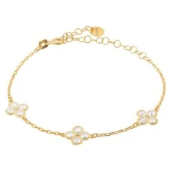 Latelita Flower Clover Triple Bracelet Gold