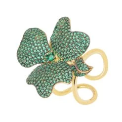 Latelita Flower Cocktail Ring Gold Emerald Green