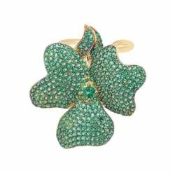 Latelita Flower Cocktail Ring Gold Emerald Green 6 Latelita Flower Cocktail Ring Gold Emerald Green -Ornavique Sales flower cocktail ring gold emerald green 690983
