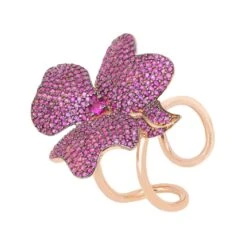 Latelita Flower Cocktail Ring Rosegold Ruby