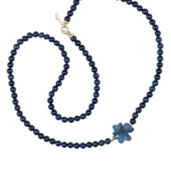 Latelita Flower Lapis Lazuli Gemstone Long Necklace Gold -Ornavique Sales flower lapis lazuli gemstone long necklace gold 274571