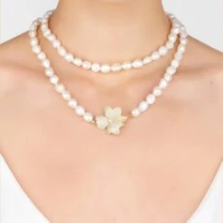 Latelita Flower Pearl Gemstone Long Necklace White Cz Gold 7 Latelita Flower Pearl Gemstone Long Necklace White Cz Gold -Ornavique Sales flower pearl gemstone long necklace white cz gold 700389