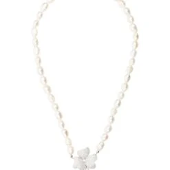 Latelita Flower Pearl Mid Length Necklace White Cz Silver 6 Latelita Flower Pearl Mid Length Necklace White Cz Silver -Ornavique Sales flower pearl mid length necklace white cz silver 759515