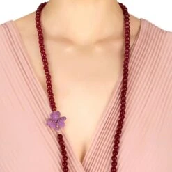 Latelita Flower Ruby Gemstone Long Necklace Rosegold 8 Latelita Flower Ruby Gemstone Long Necklace Rosegold -Ornavique Sales flower ruby gemstone long necklace rosegold 888575