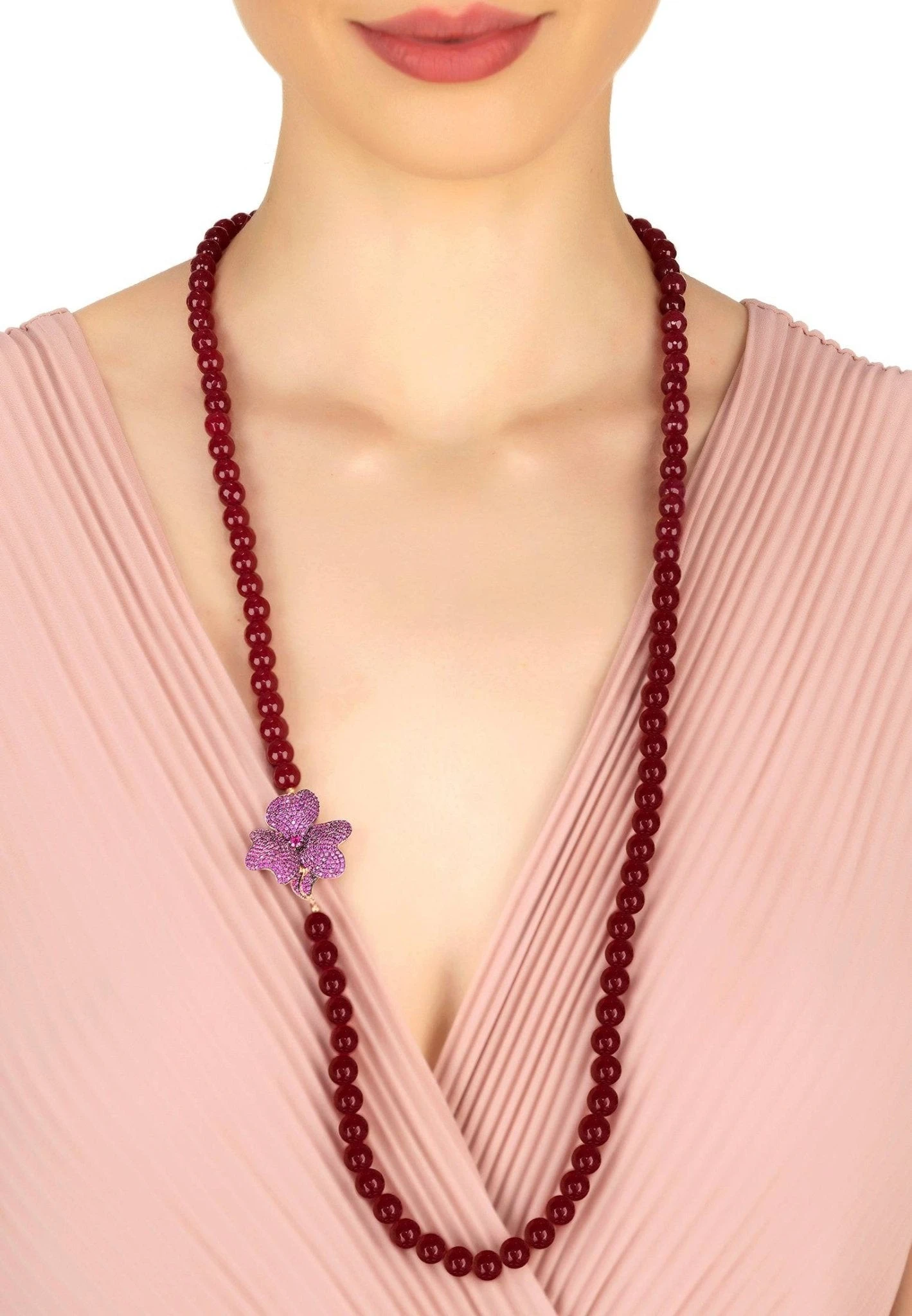 Latelita Flower Ruby Gemstone Long Necklace Rosegold 4 Latelita Flower Ruby Gemstone Long Necklace Rosegold - Image 4