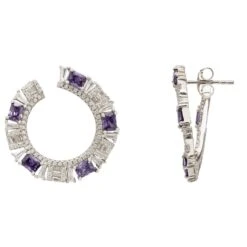 Latelita Freya Baguette Hoop Earrings Silver Amethyst 6 Latelita Freya Baguette Hoop Earrings Silver Amethyst -Ornavique Sales freya baguette hoop earrings silver amethyst 906487