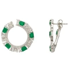 Latelita Freya Baguette Hoop Earrings Silver Emerald -Ornavique Sales freya baguette hoop earrings silver emerald 239184
