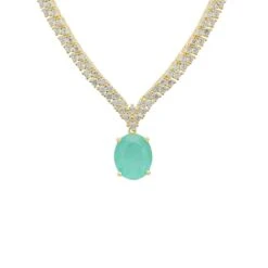 Latelita Garbo Oval Gemstone Tennis Necklace Paraiba Tourmaline Gold