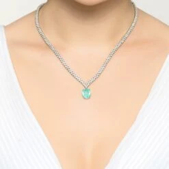 Latelita Garbo Oval Gemstone Tennis Necklace Paraiba Tourmaline Silver -Ornavique Sales garbo oval gemstone tennis necklace paraiba tourmaline silver 227908