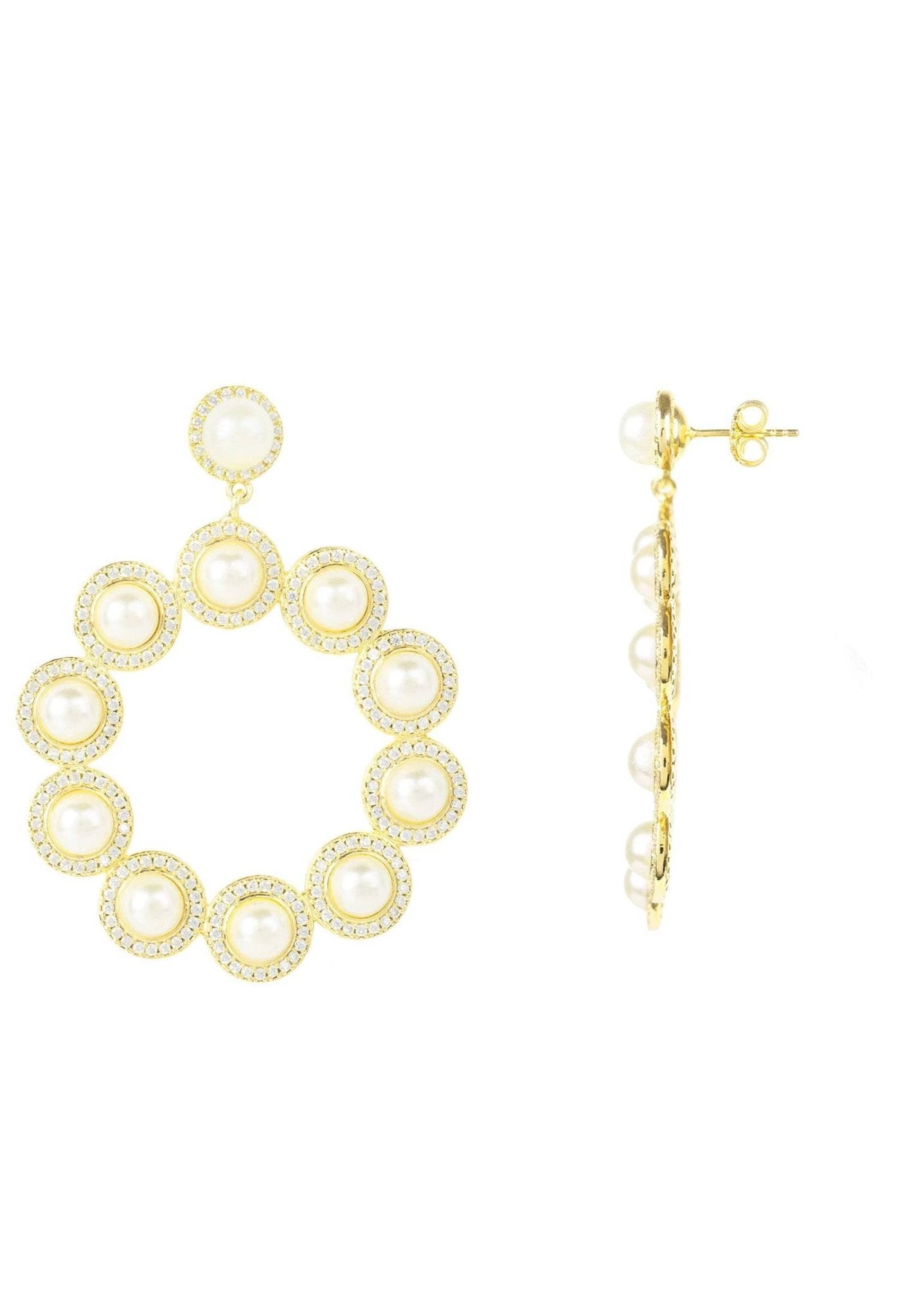 Latelita Gatsby Pearl Gemstone Statement Earrings Gold 2 Latelita Gatsby Pearl Gemstone Statement Earrings Gold - Image 2