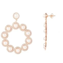 Latelita Gatsby Pearl Gemstone Statement Earrings Rosegold -Ornavique Sales gatsby pearl gemstone statement earrings rosegold 301458