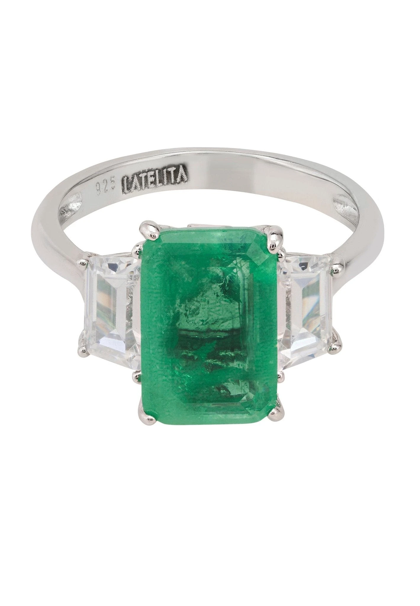 Latelita Georgina Gemstone Cocktail Ring Silver Colombian Emerald 2 Latelita Georgina Gemstone Cocktail Ring Silver Colombian Emerald - Image 2