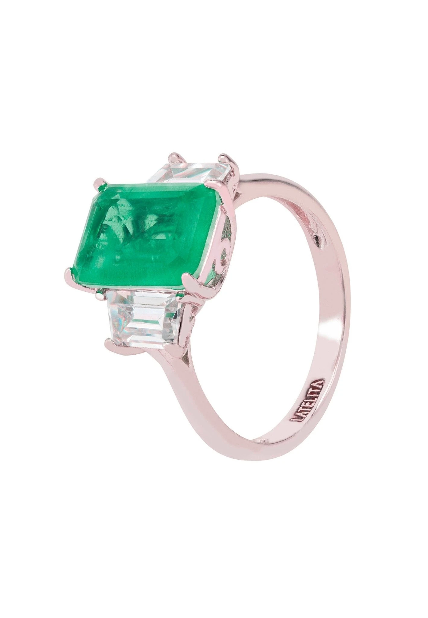 Latelita Georgina Gemstone Cocktail Ring Silver Colombian Emerald 1 Latelita Georgina Gemstone Cocktail Ring Silver Colombian Emerald