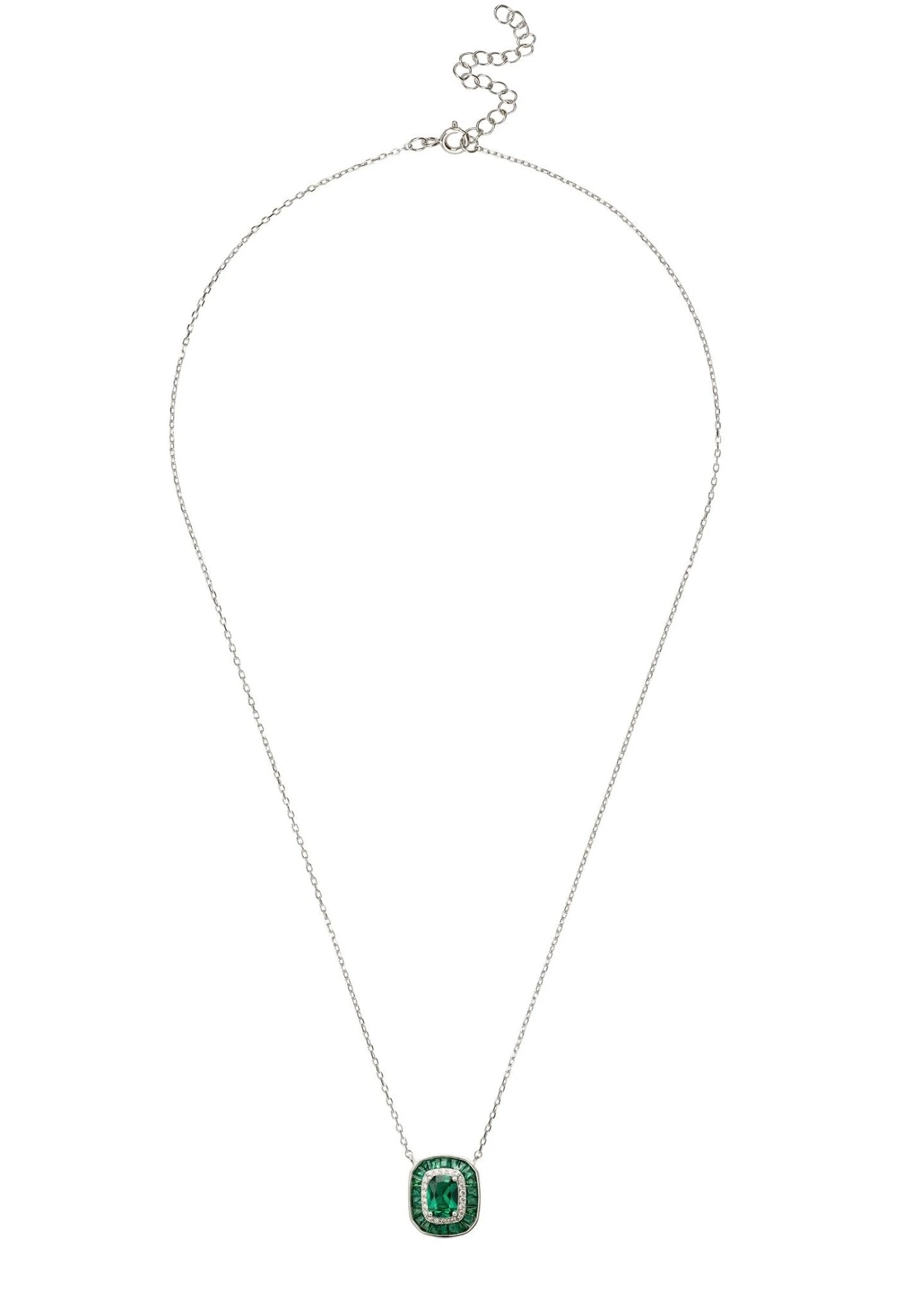 Latelita Great Gatsby Pendant Necklace Emerald Silver 3 Latelita Great Gatsby Pendant Necklace Emerald Silver - Image 3